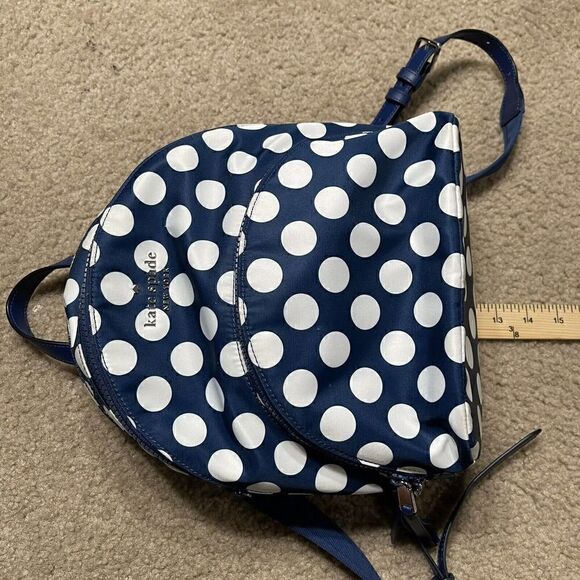 Kate Spade Polka Dot Karissa Nylon Seaside Medium Backpack Blue 3-Compartment